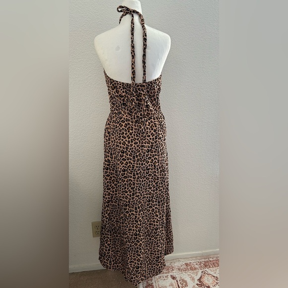 PrettyGarden Leopard Print Halter dress size M 100% viscose - Picture 3 of 8